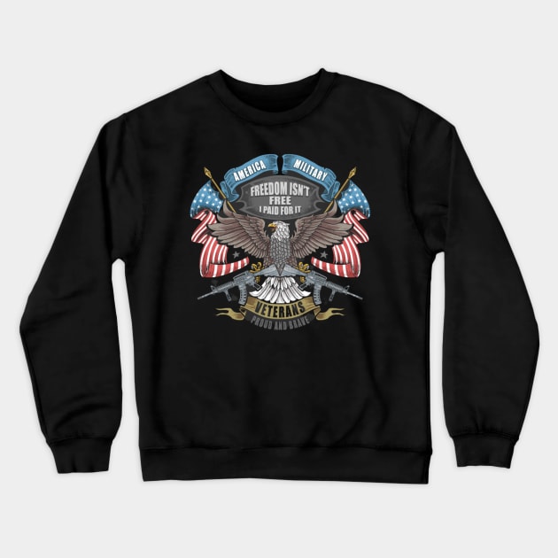 American Eagle And Flag Crewneck Sweatshirt by Graffix